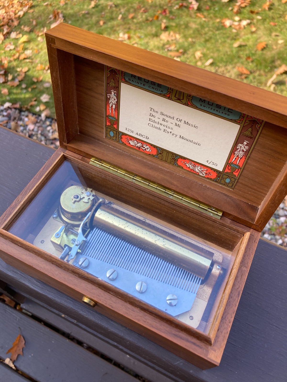 Vintage REUGE Saint Croix Cylinder Music Box Wooden Switzerland 4/50 4 Song