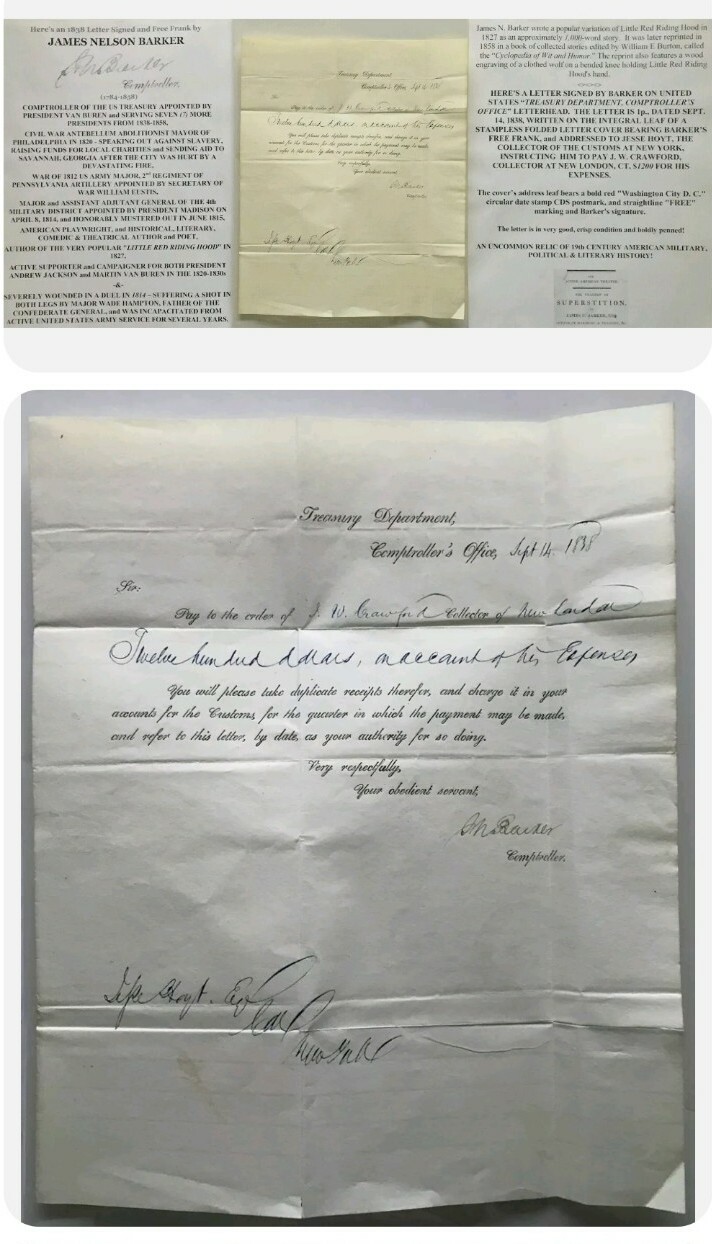 SIGNED WAR 1812 DUEL MAJOR PRESIDENT VAN BUREN TREASURY MAYOR PHILA POET LETTER