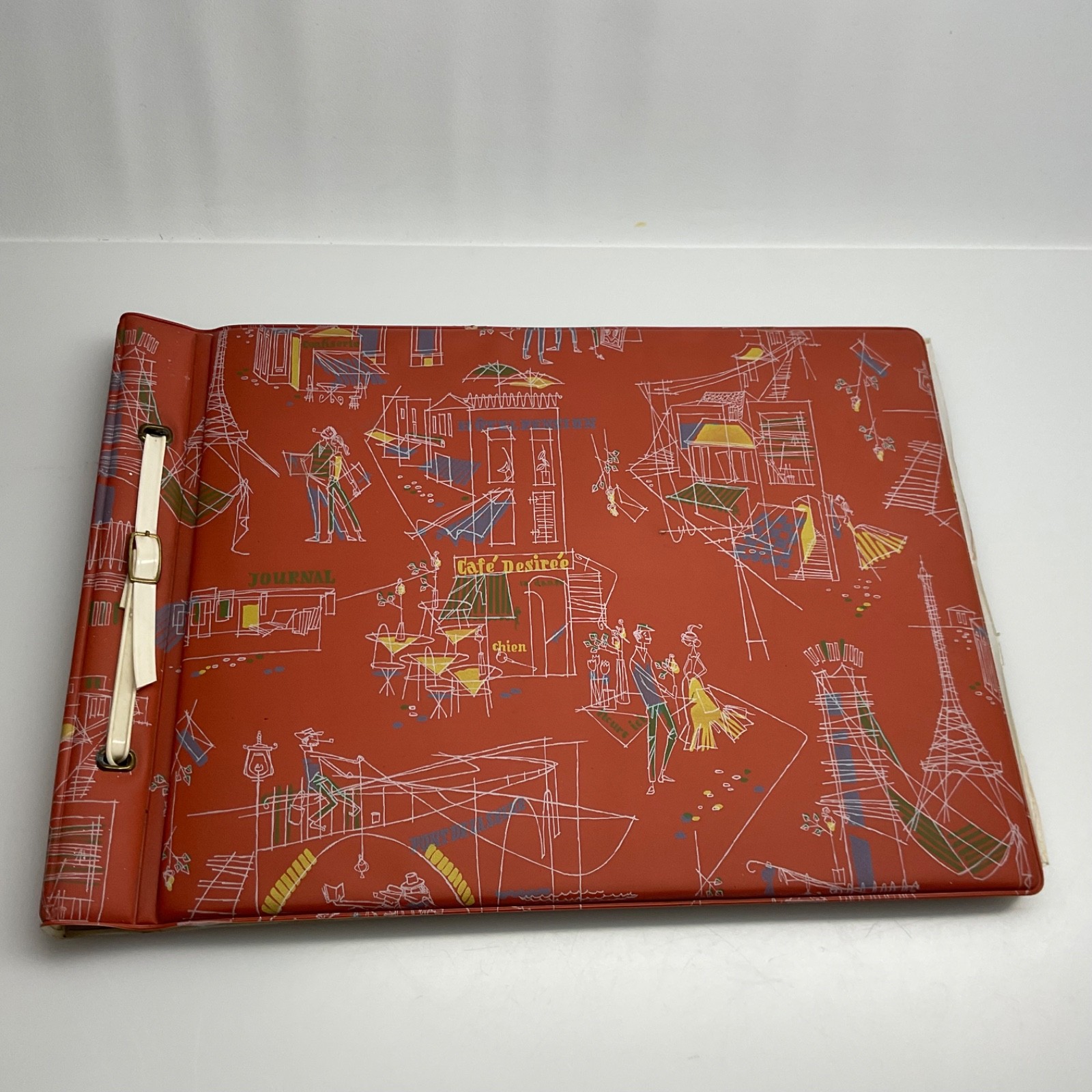 VTG 60’s Padded Vinyl Memo Photo Album Paris travel black pages VTG 60’s Padded Vinyl Memo Photo Album Paris travel black pages