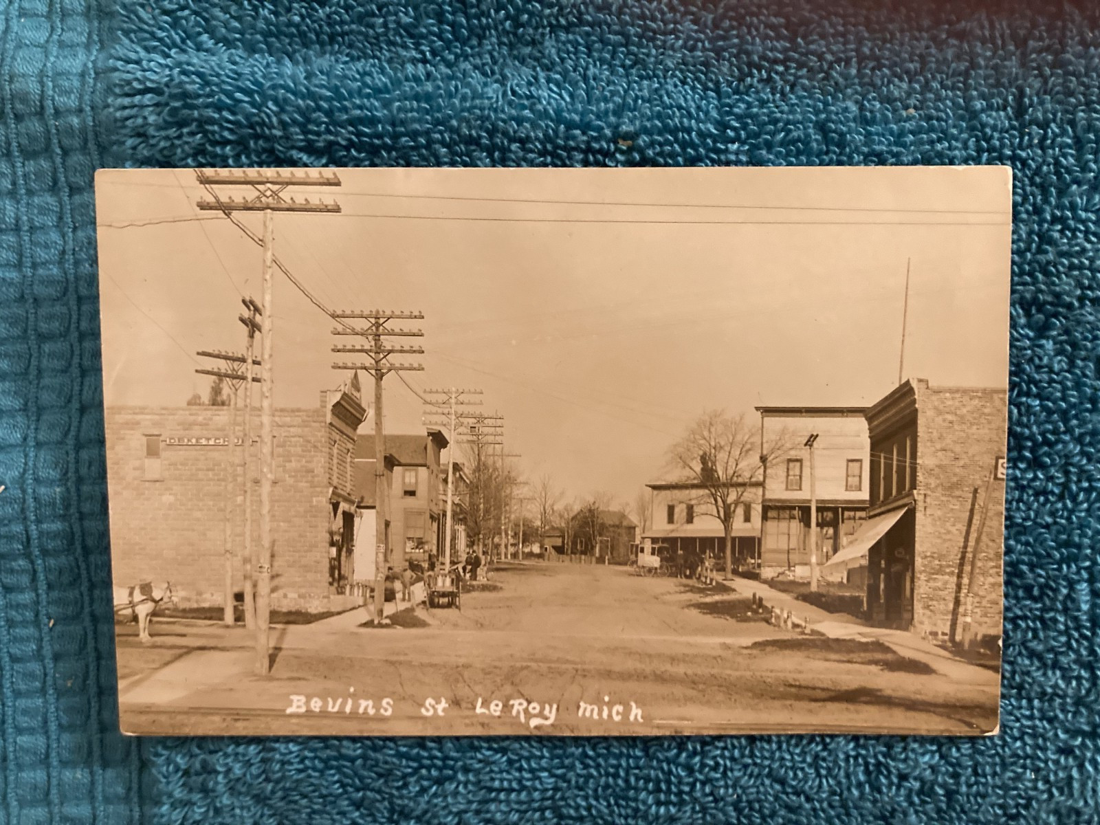 RPPC Bevins Street LeRoy Michigan Unposted c1910 RPPC Bevins Street LeRoy Michigan Unposted c1910