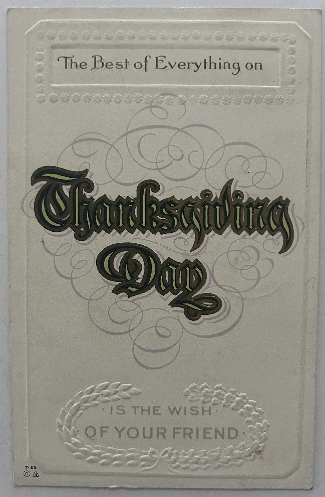 Antique Embossed Thanksgiving Postcard | Early 1900s, Best Wishes Antique Embossed Thanksgiving Postcard | Early 1900s, Best Wishes