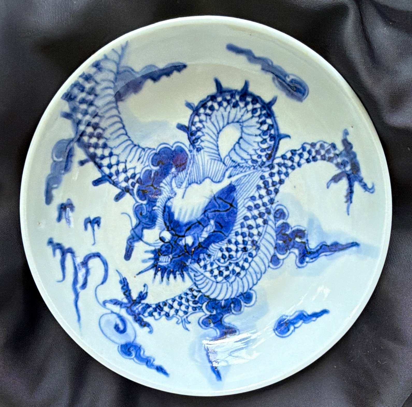 Antique Late Qing Dynasty/Early Republic Period Blue and White Dragon Bowl Antique Late Qing Dynasty/Early Republic Period Blue and White Dragon Bowl