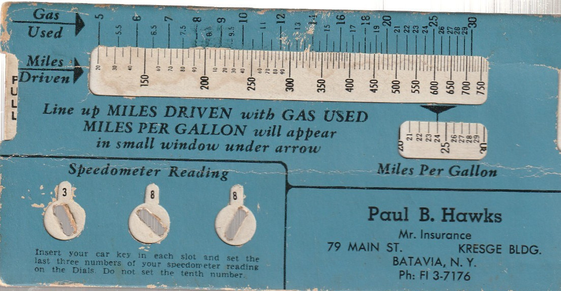 Vintage Speed-O-Mile Teller Per Gallon Paul B Hawks Batavia NY SP1007