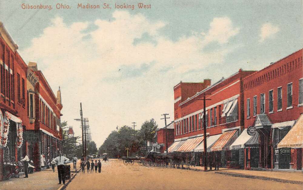 Gibsonburg Ohio Madison Street Looking West Vintage Postcard U1006 Gibsonburg Ohio Madison Street Looking West Vintage Postcard U1006