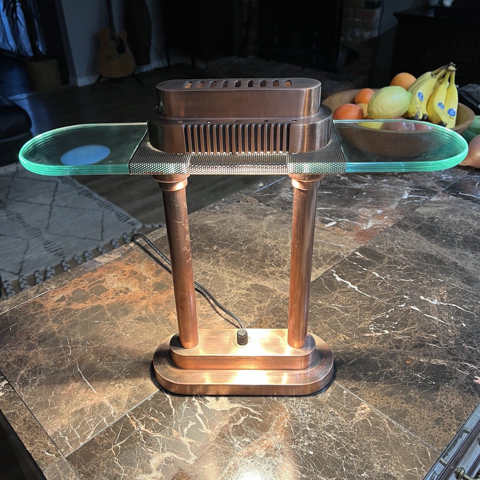 Vintage 1980'sRobert Sonneman Postmodern Copper Bankers Desk Lamp Dimmer Kovacs