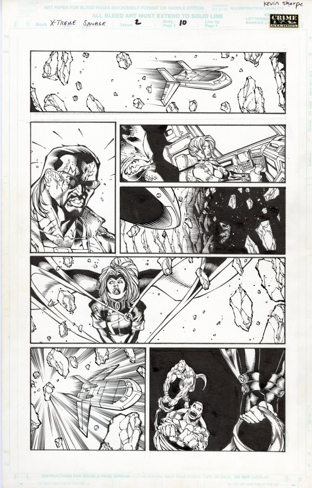 Kevin Sharpe X-TREME X-MEN SAVAGE LAND 2 Interior Page Storm Bishop Original Art Kevin Sharpe X-TREME X-MEN SAVAGE LAND 2 Interior Page Storm Bishop Original Art
