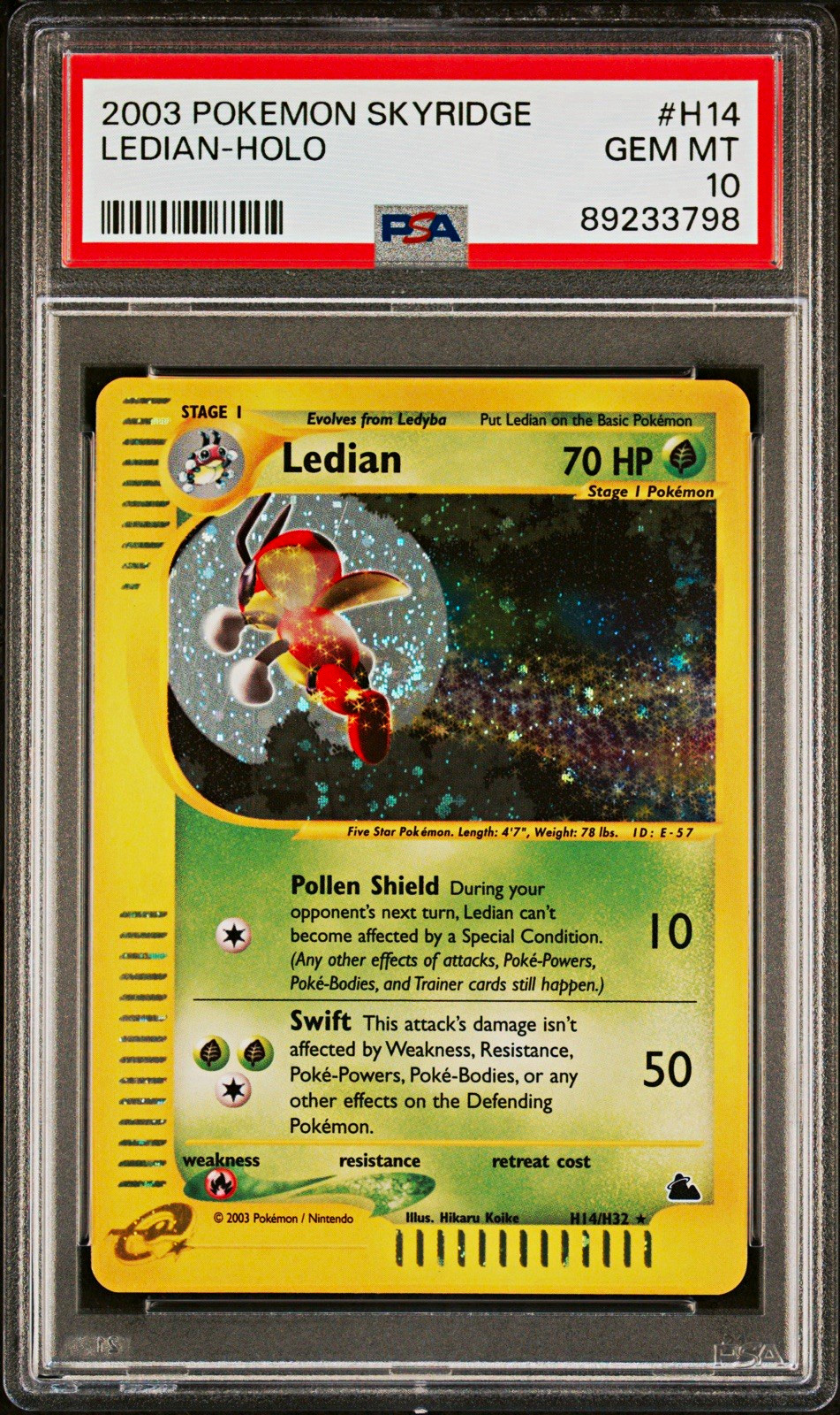 2003 Pokemon Skyridge Ledian Holo #H14 Swirl PSA 10 Gem Mint