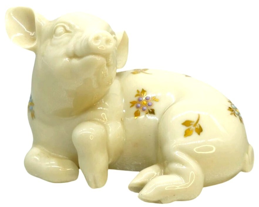 Vintage Jewel Collection Lenox Porcelain Pig Figurine Floral Accents Retired Hog