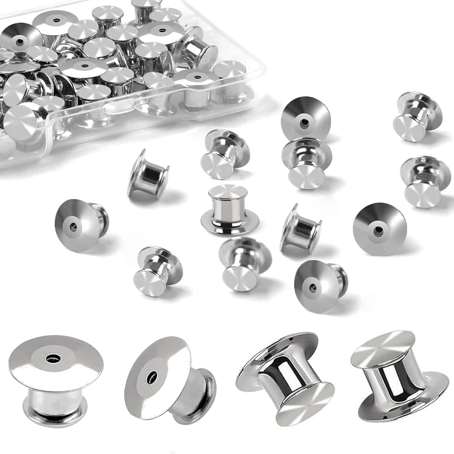 50PCS Metal Pin Backs, Locking Pin Back Fasteners for Badges, Lapel Pins & Craft