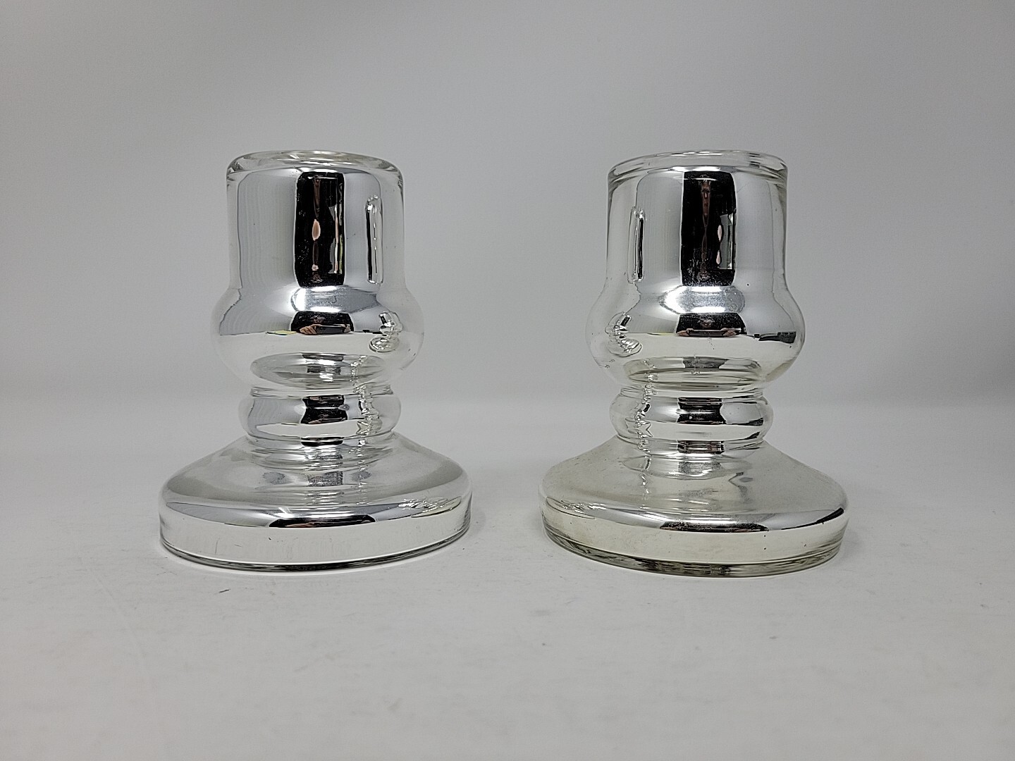 Pair Antique Mercury Glass Candle Holders 4\