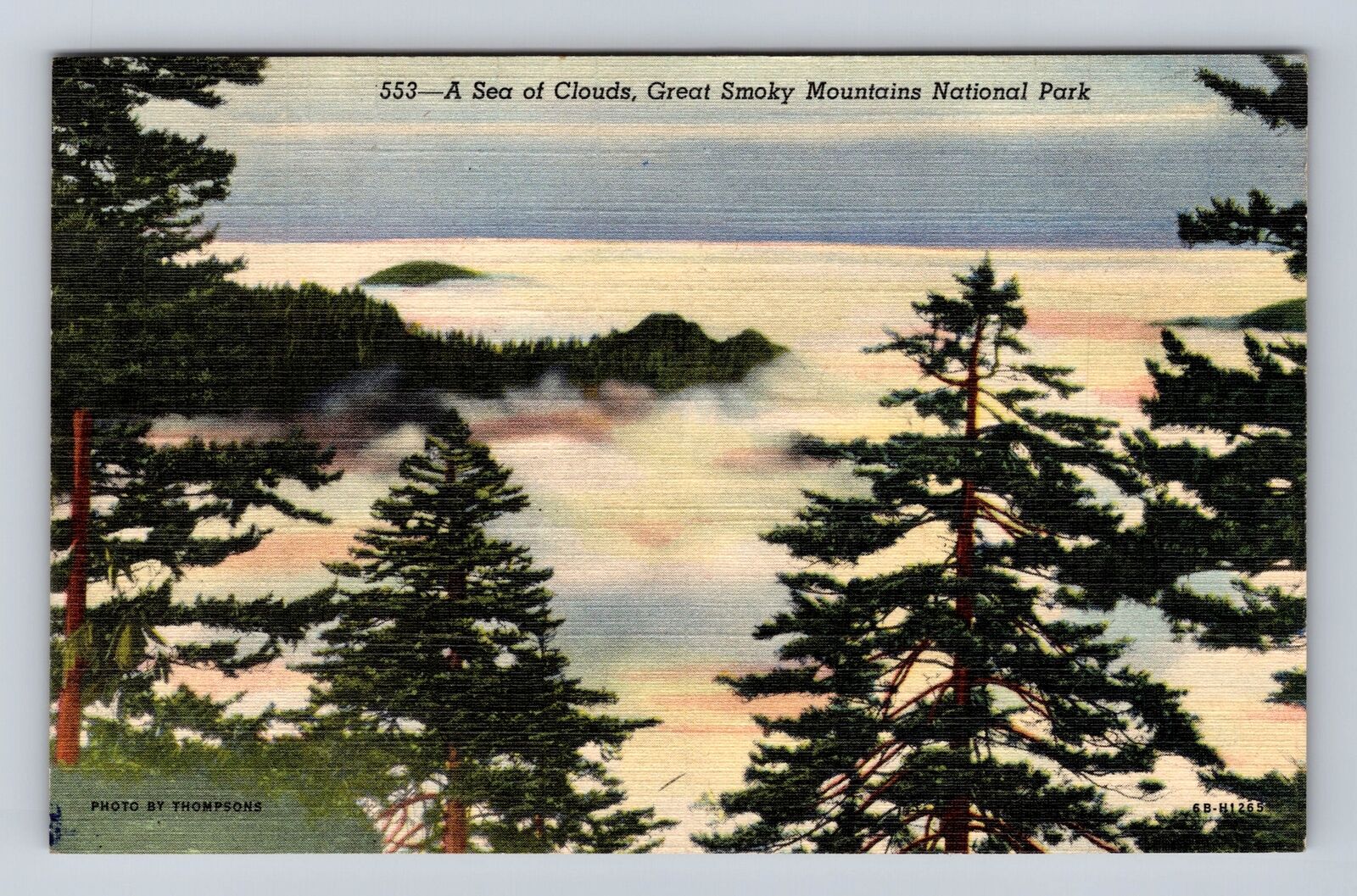 Great Smoky Mountains National Park, A Sea Of Clouds, Vintage c1949 Postcard