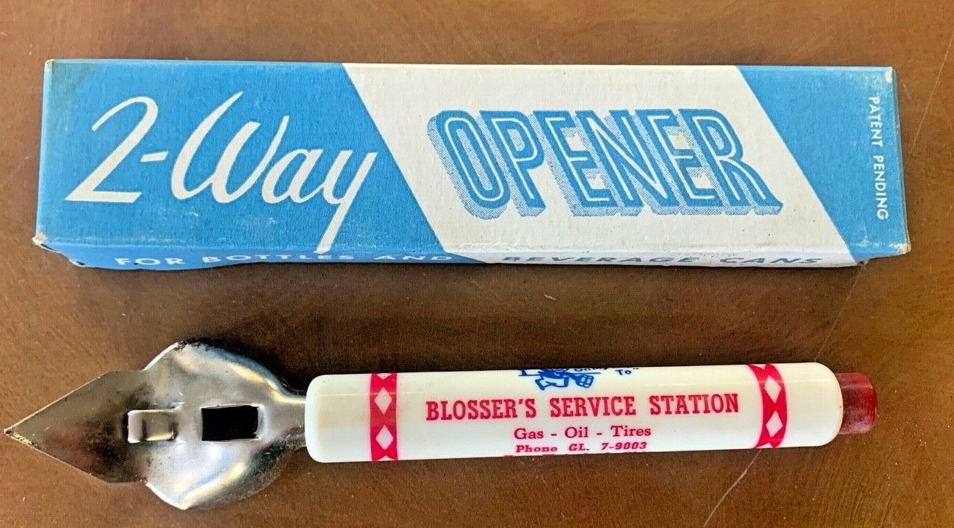 Vintage Blosser\'s Service Station Two Way Can Bottle Opener New Waterford Ohio