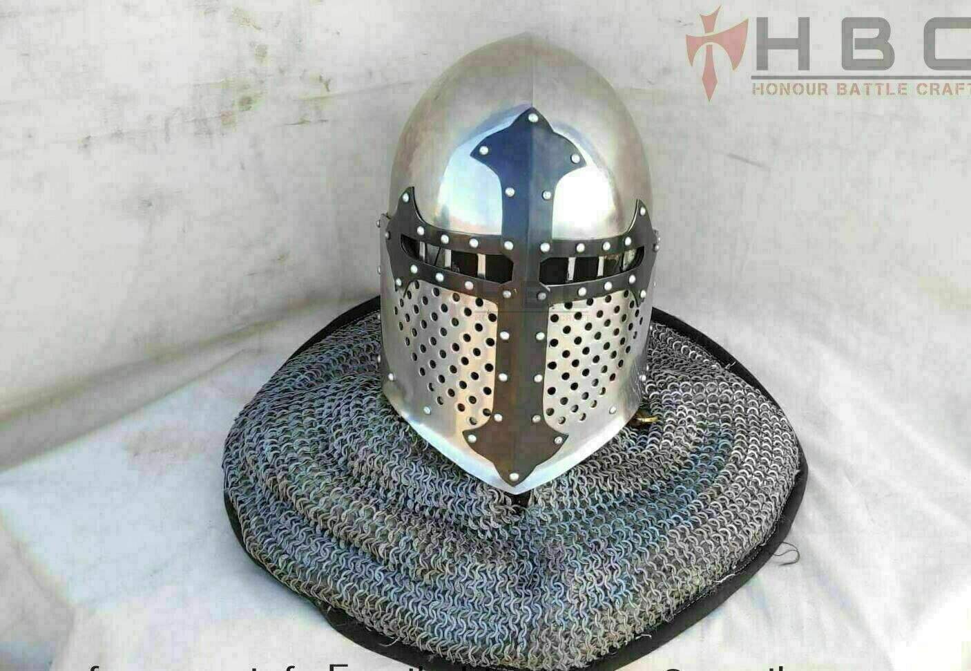Custom SCA HNB 14 Gauge Steel Medieval Sugar loaf Helmet Blackened