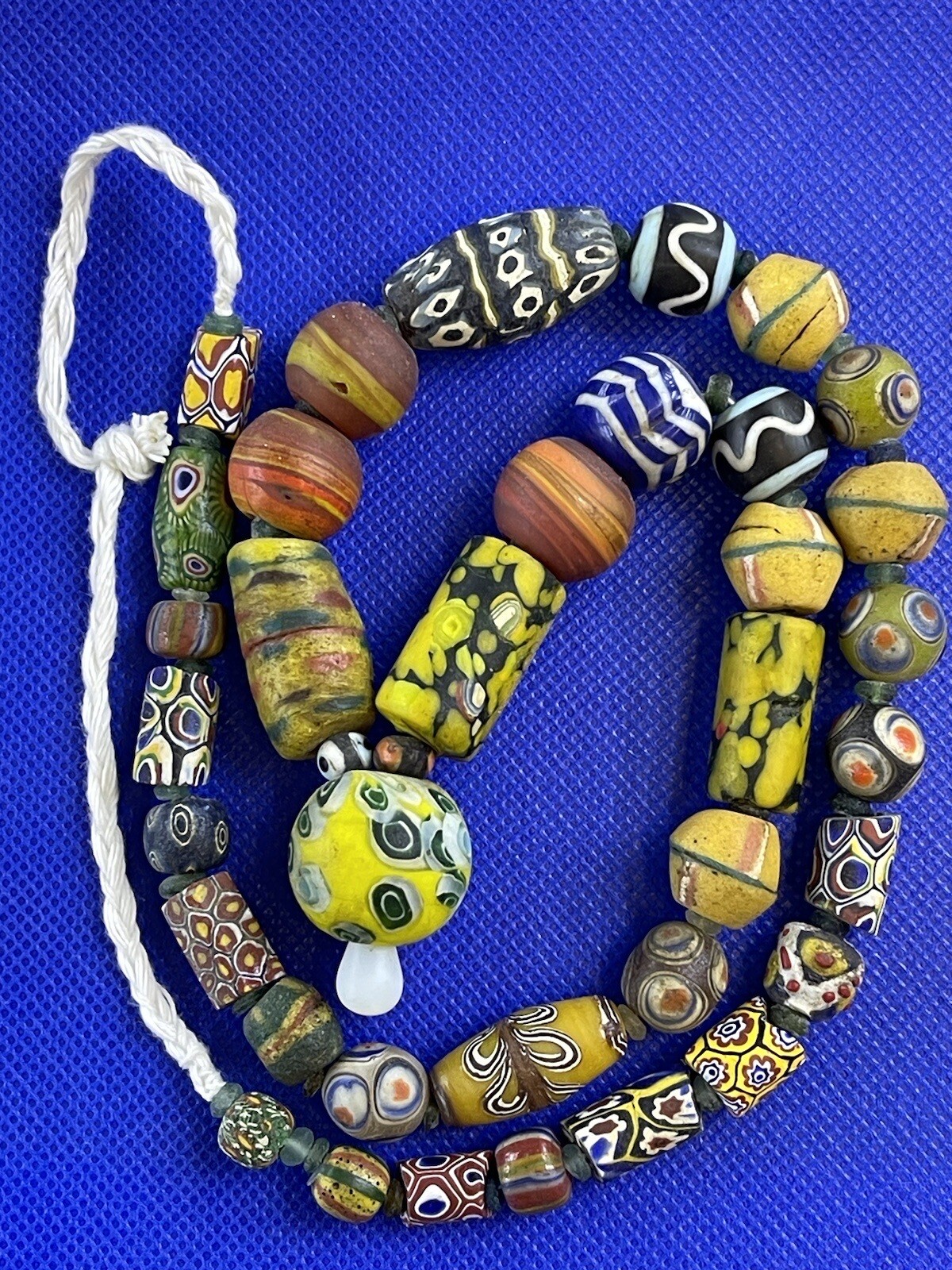 beautiful ancient old mosaic Gabri glass beads necklace