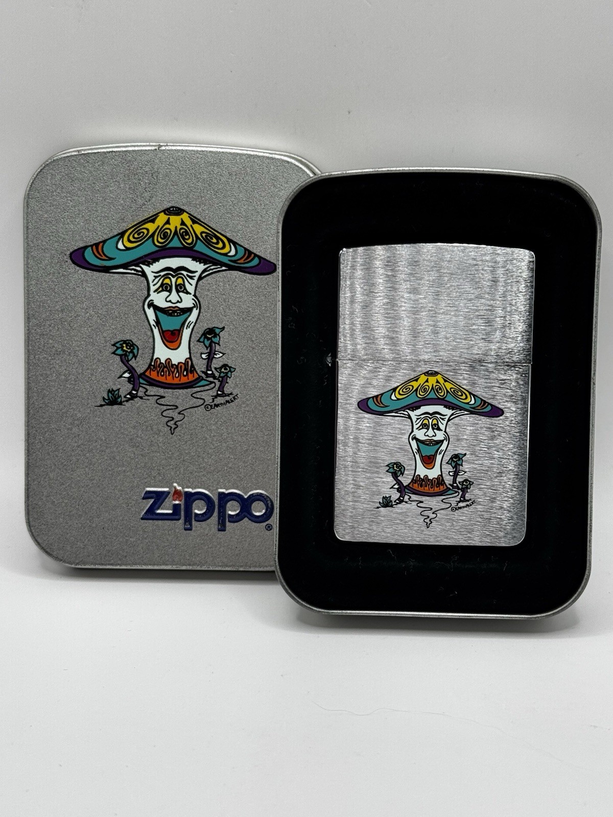 VINTAGE 1996 Zippo A.A.D.L.P. Earth Alert Mushroom Psychedelic Unfired NOS Tin