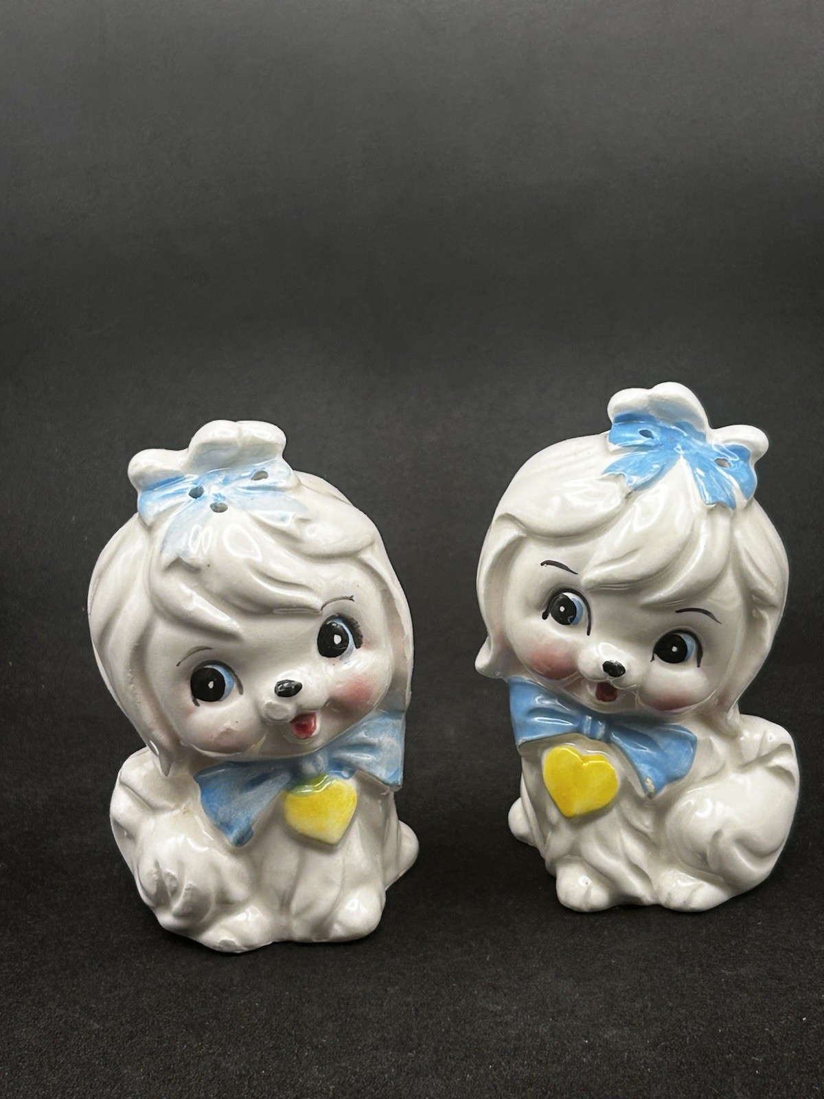 Vintage Precious Pooch Ceramic Dog Salt Pepper Shaker Lefton Mr Toodles Japan