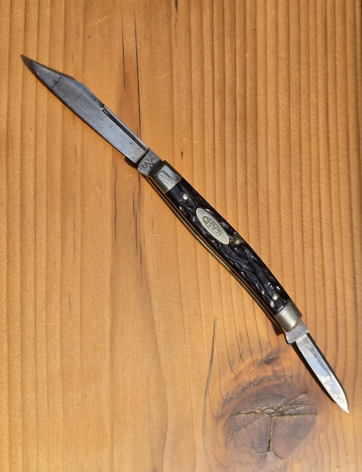 old CASE XX 1940-64 vintage Long Pull Rough Black Pocket Knife