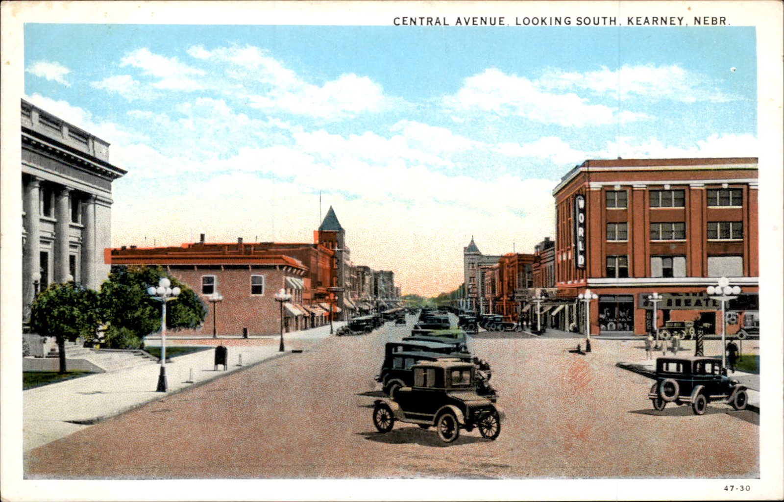 Kearney Nebraska Central Avenue Early Autos c1900-20s Vintage Postcard