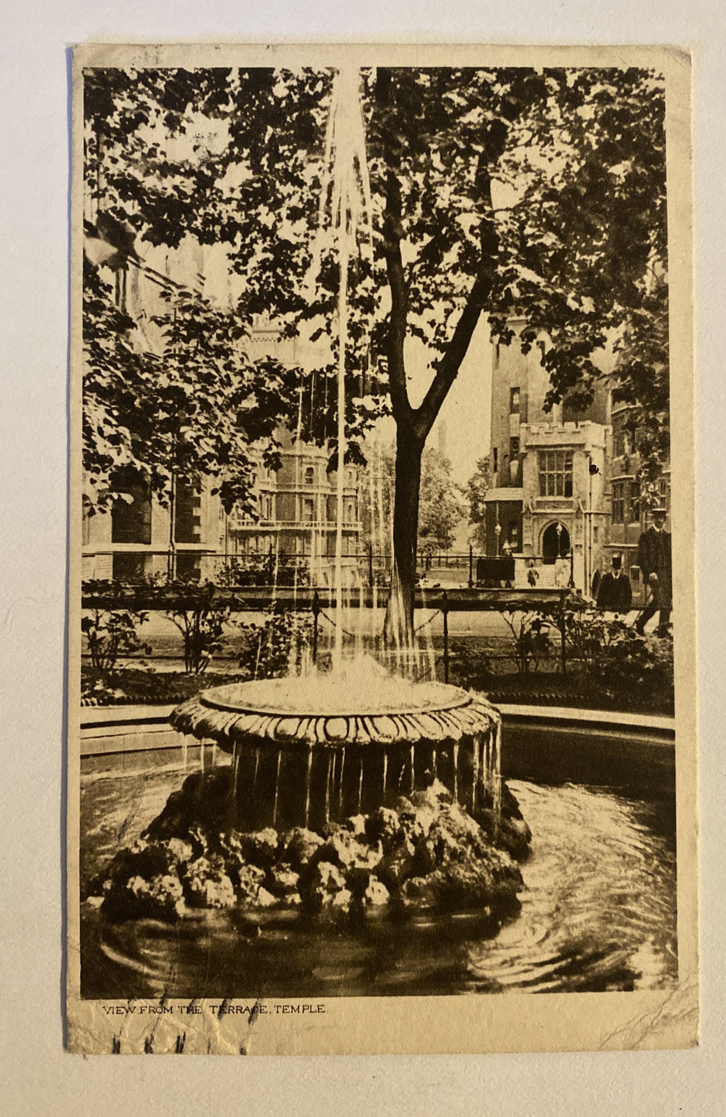 Terrace View Temple, Dickens Martin Chuzzlewit Fountain ~ Vintage RPPC Postcard