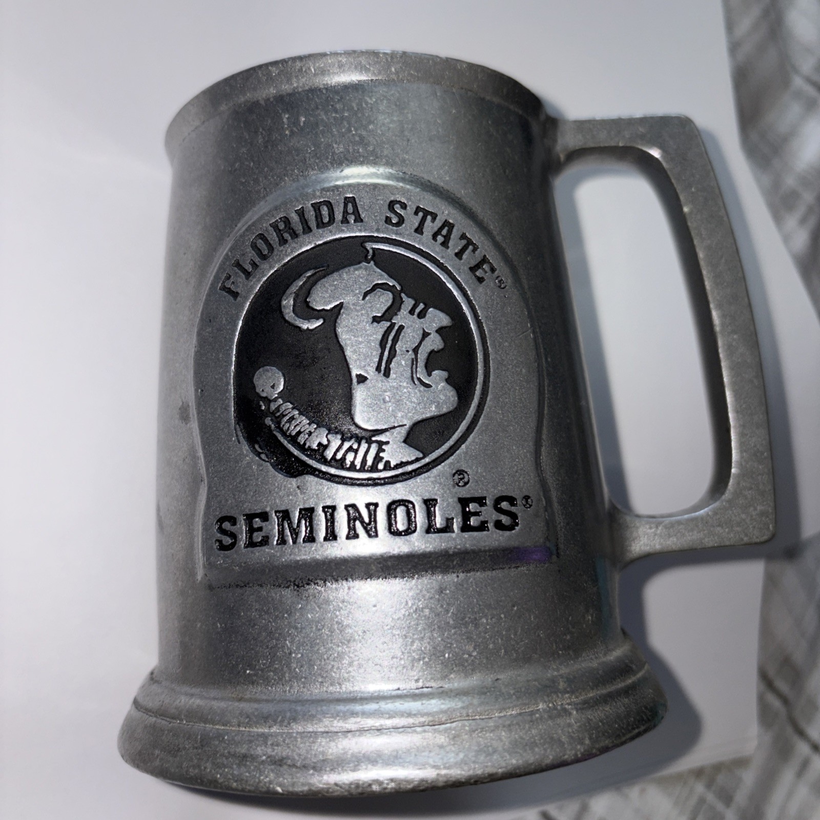 Vtg Florida State Seminole Pewter Stein Beer Mug