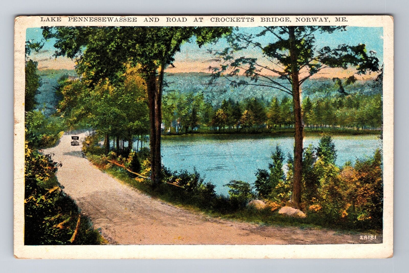 Norway ME-Maine, Lake Pennessewassee And Road, Antique, Vintage Postcard