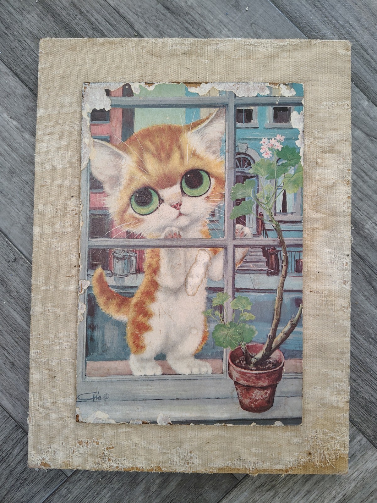 Vintage Original 1960s Gig Pity Kitty Kitchen Window Print - Haunted