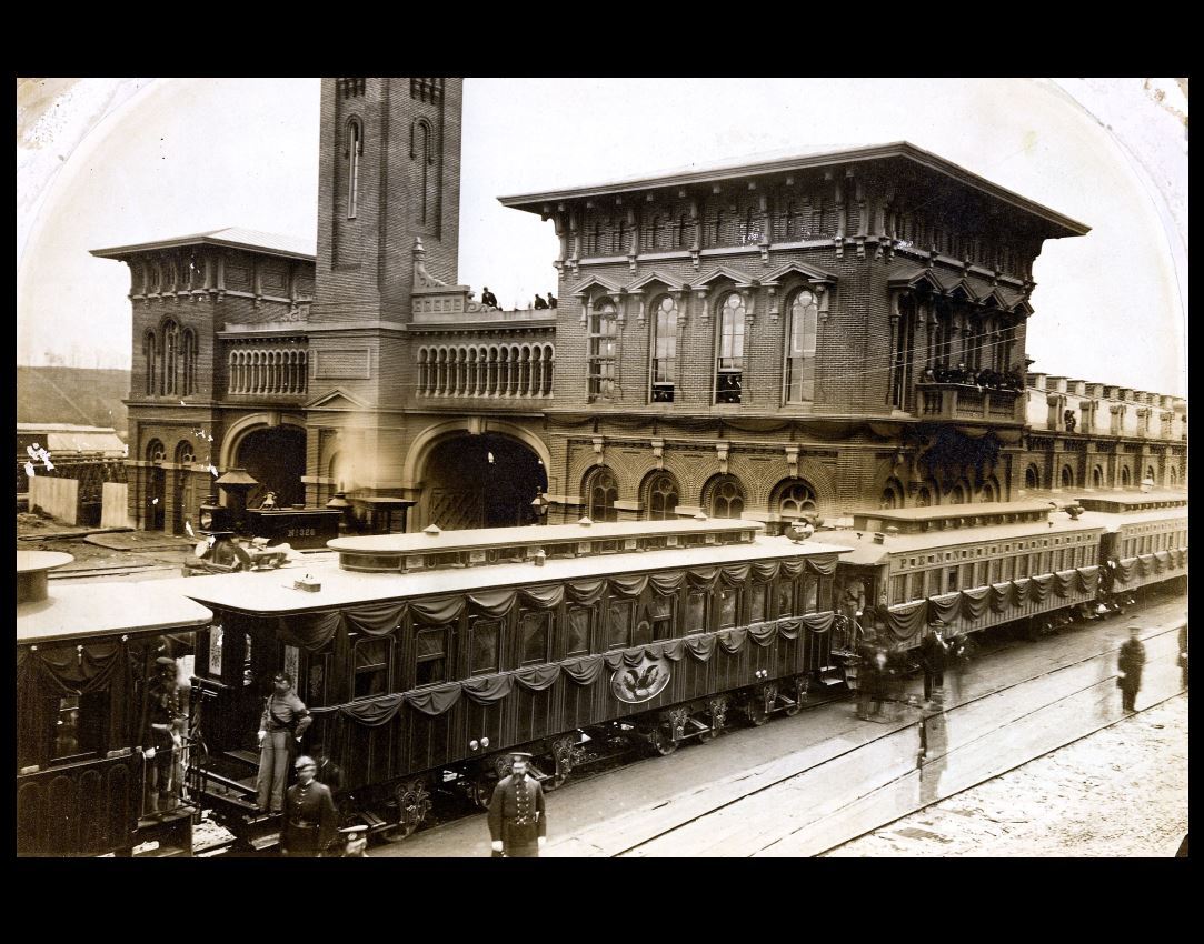 Rare 1865 Abraham Lincoln Funeral Train PHOTO Harrisburg PA, Assassination