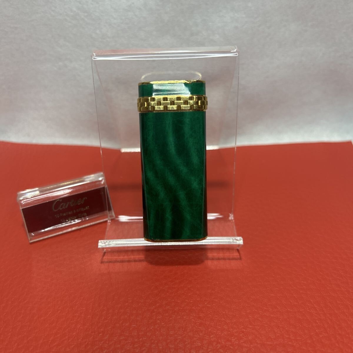 Vintage Cartier gas lighter Malachite green lacquer oval short model