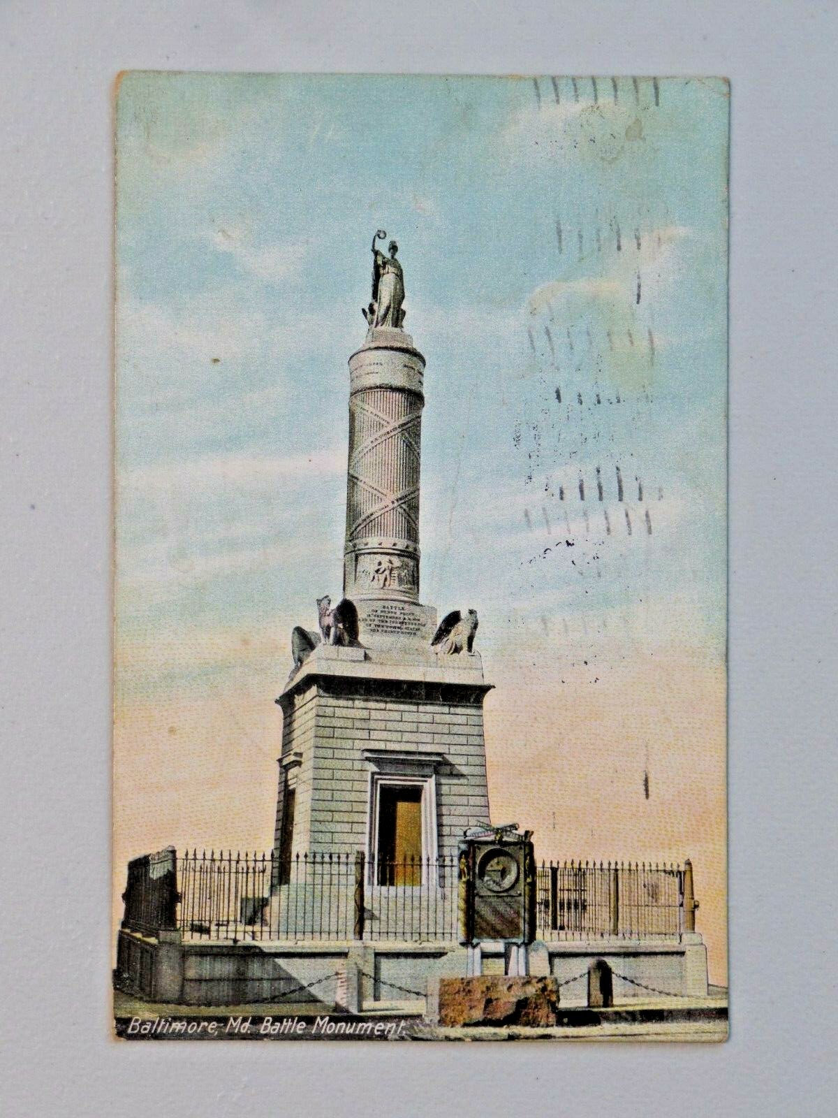 Vintage Baltimore, MD Battle Monument Postcard 1910 Post Ottenheimer 7174