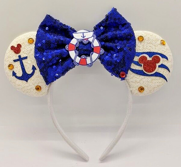 Disney Cute Ears Cruise Line Headbands Sailor Accessories Womens (White/Blue/Red