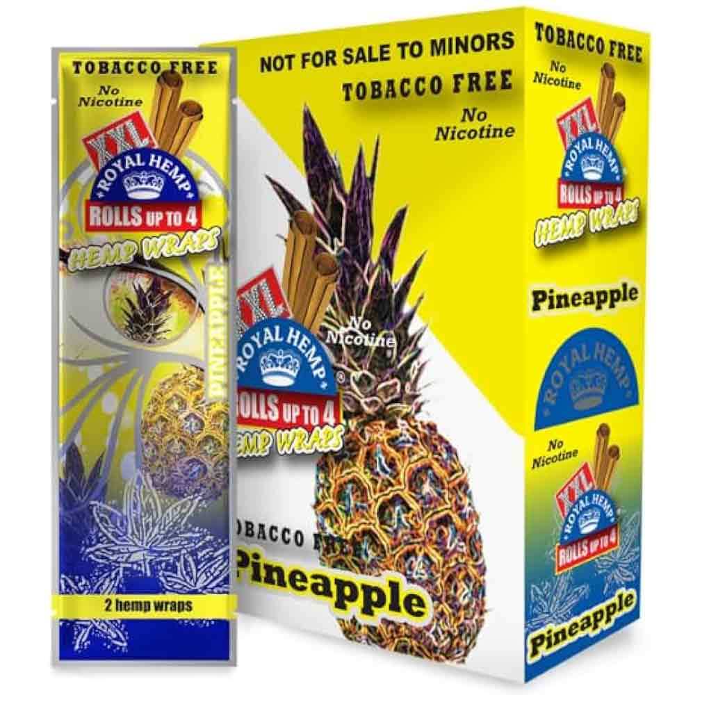XXL Hemp Rolling Papers Pineapple Hemparillo (2 Per Pack, 25 Packs Per Box)