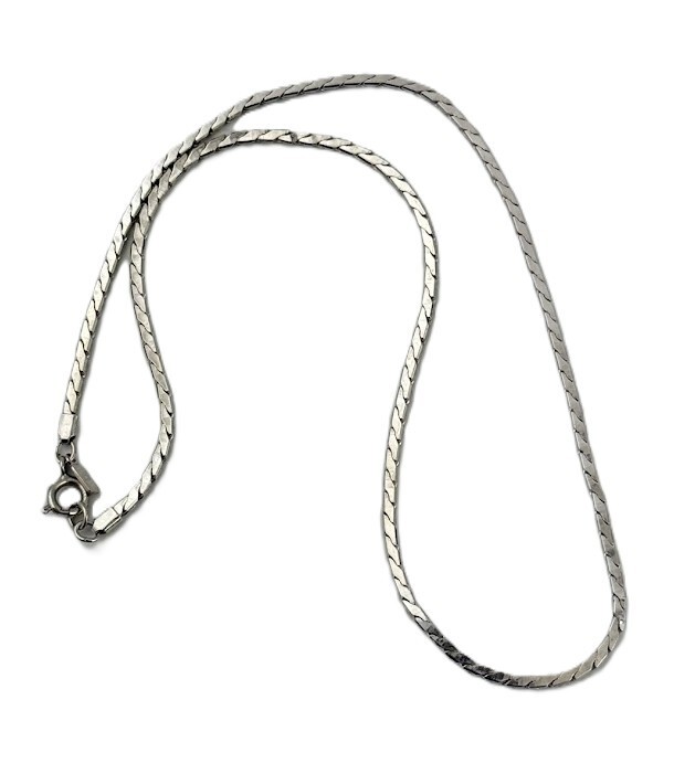 Vintage Monet Necklace Herringbone Flat Chain Choker Silver Tone 15\