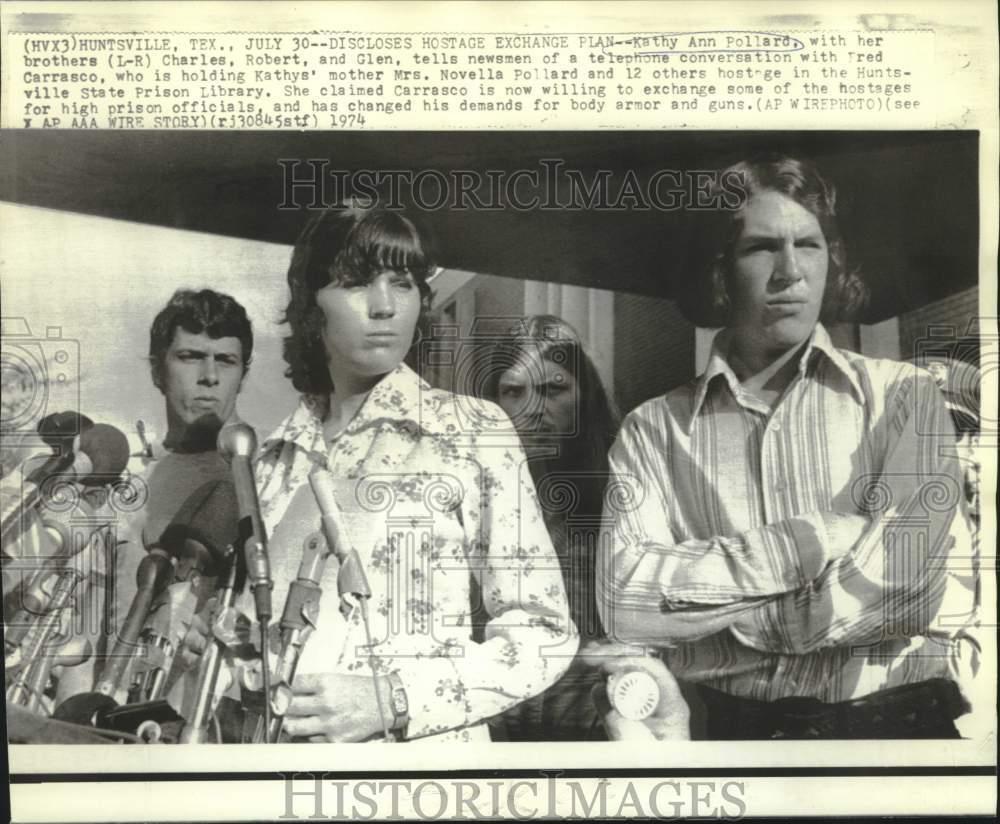 1974 Press Photo Prison Hostage Novella Pollard\'s Children at Huntsville, Texas