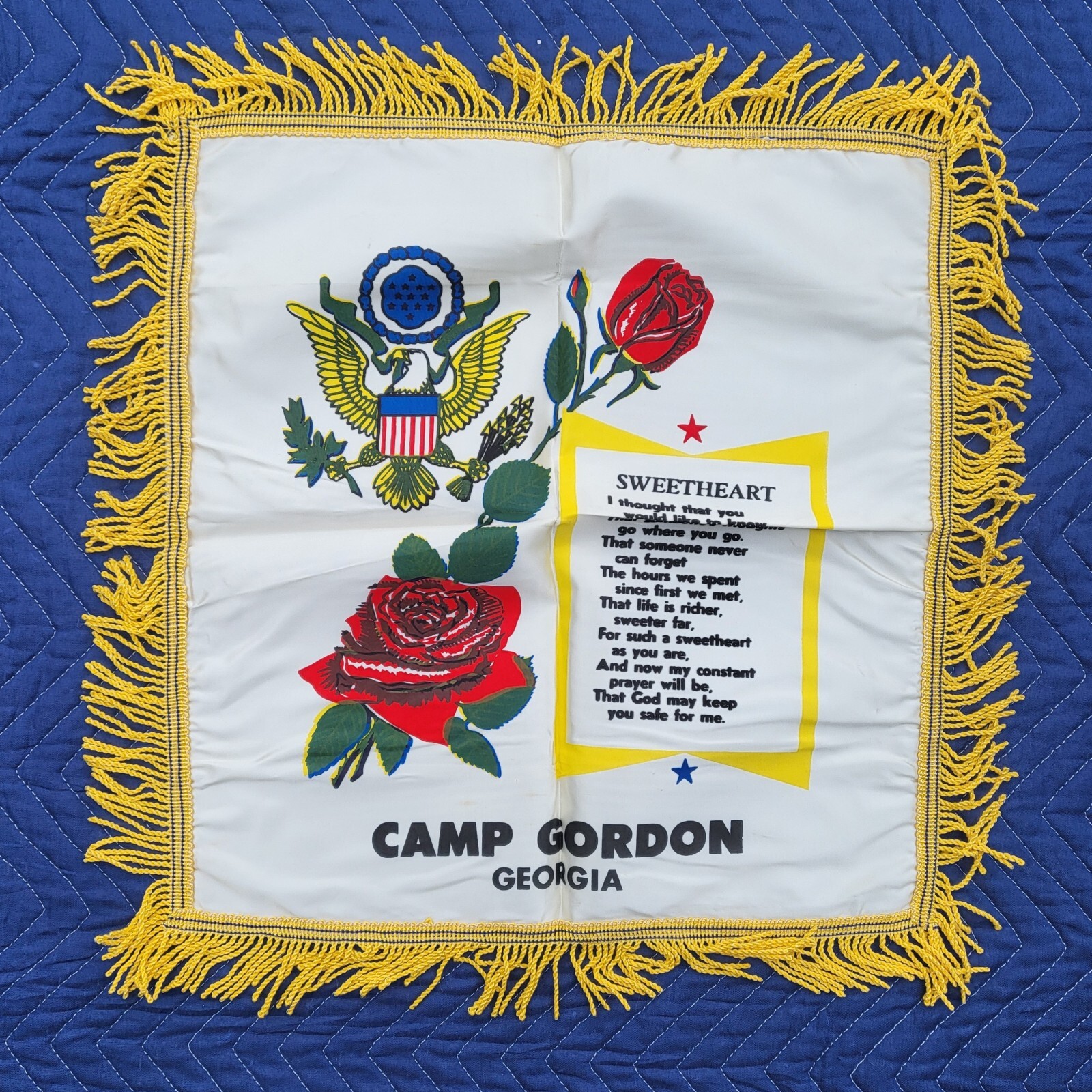WWII US Army Camp Gordon, Georgia Sweetheart Satin Pillow Case Cover Home Front