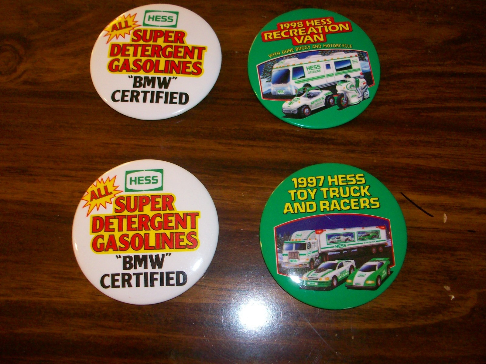 LOT OF 4 HESS BUTTONS RARE BMW CERTIFIED, 1997,1998