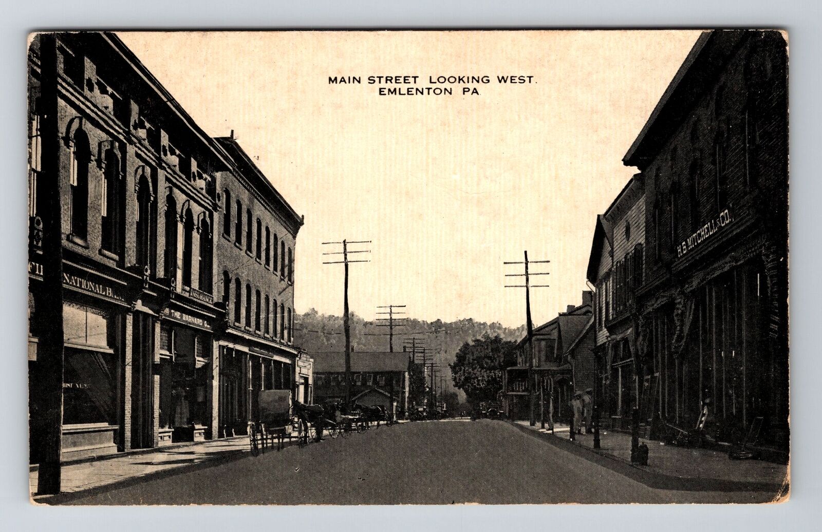 Emlenton PA-Pennsylvania Main Street West Storefronts Bank 1923 Old Postcard