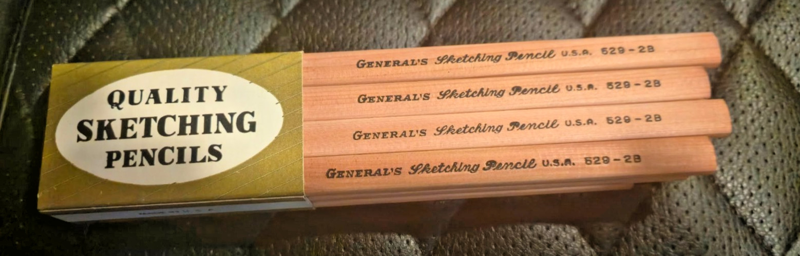 1 Dozen Vintage General's Flat Oval Sketching Pencils USA - 529-2B Brand New NOS