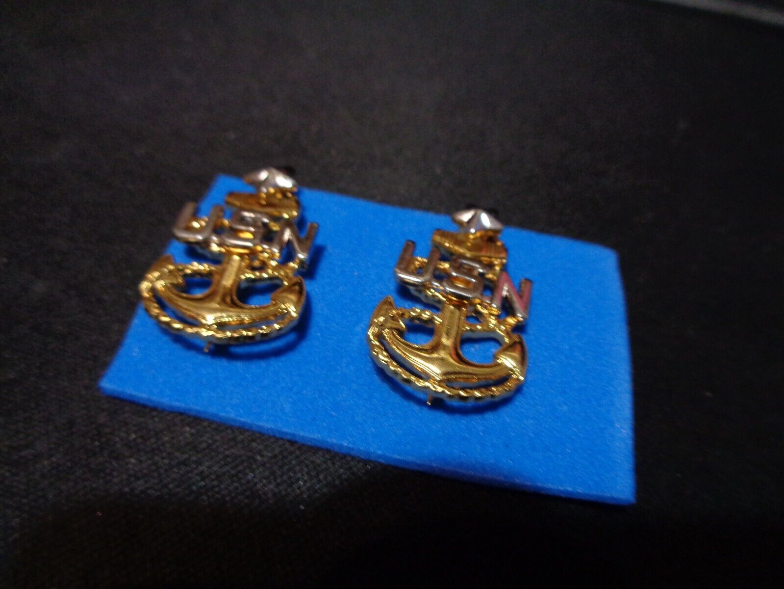 2 SENIOR CHIEF PETTY OFFICER E8 SCPO COLLAR LAPEL HAT PIN UP US NAVY  NOT CLUTCH