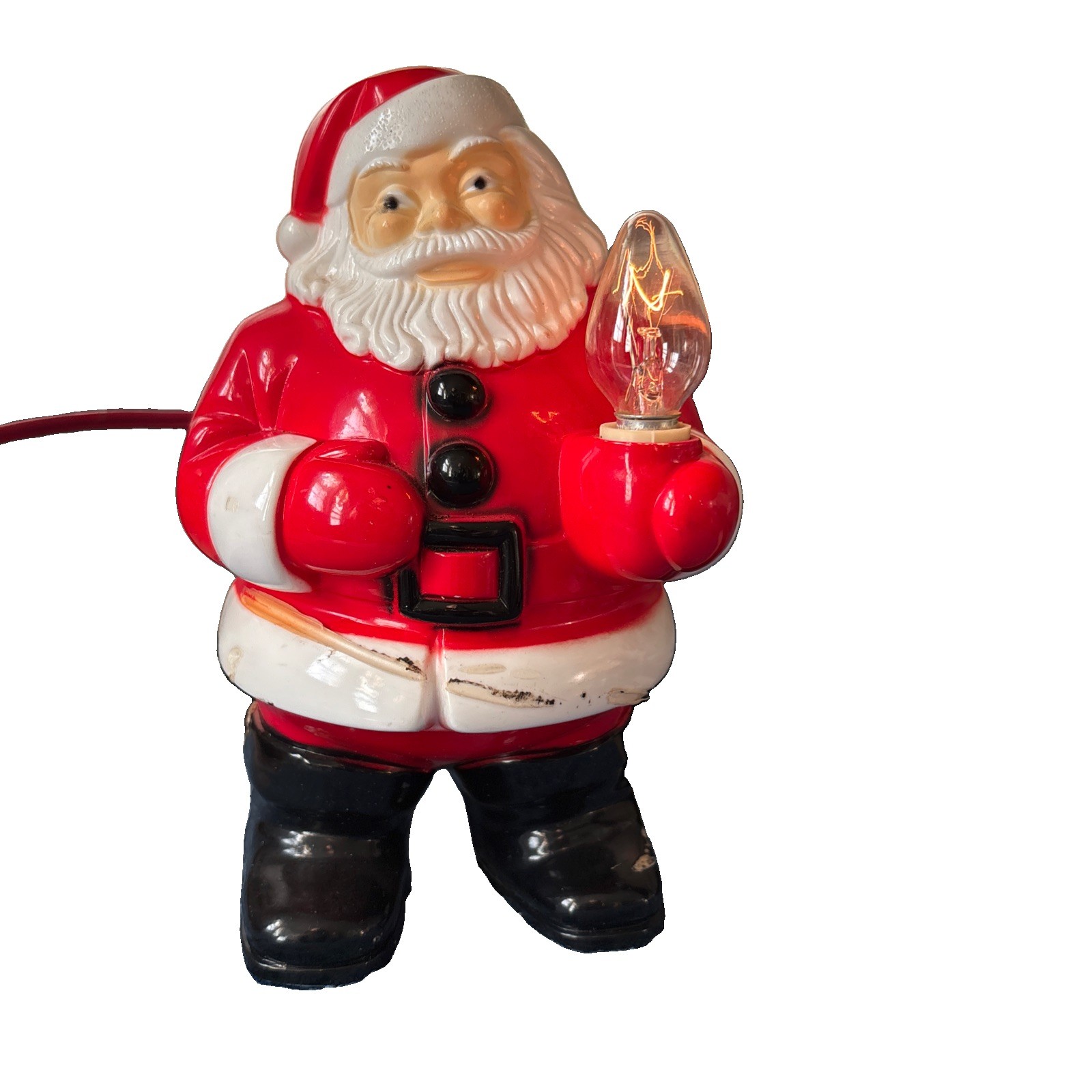Vintage Royalite Royal Electric Light Up Plastic Santa Claus Works 