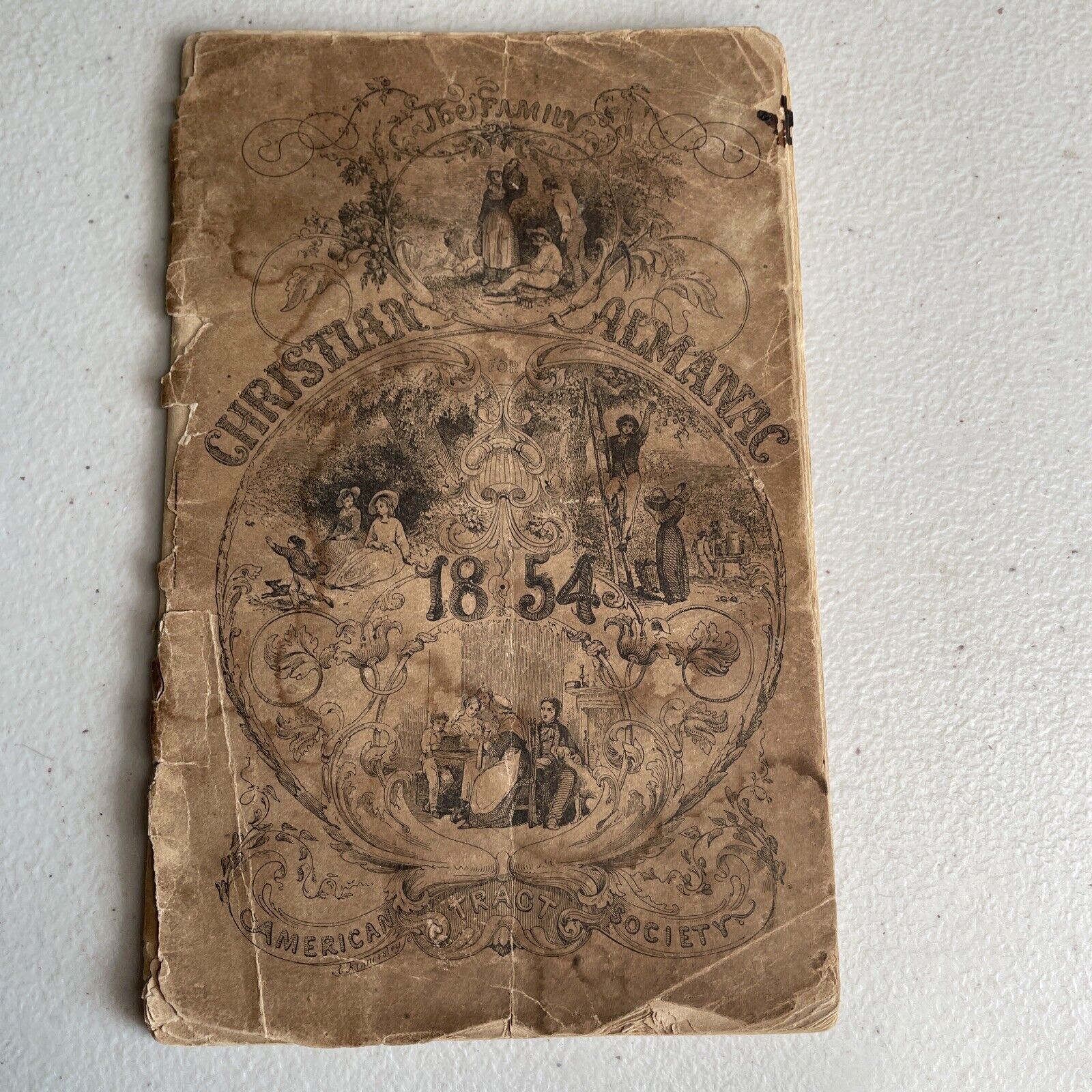 RARE Civil War Era American Tract Family Christian Almanac c1854