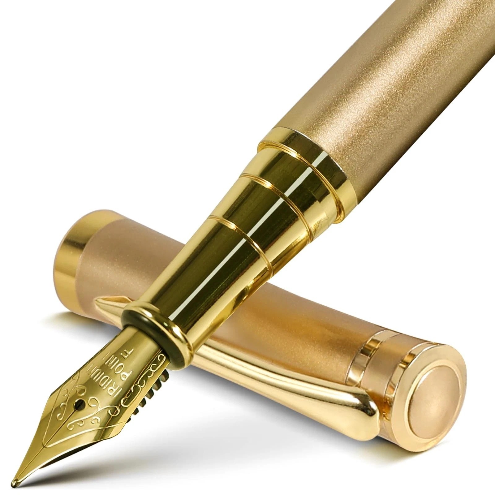 Luxury Gold Fountain Pen Fine Nib Set with Ink Cartridges, Converter & Case Luxury Gold Fountain Pen Fine Nib Set with Ink Cartridges, Converter & Case