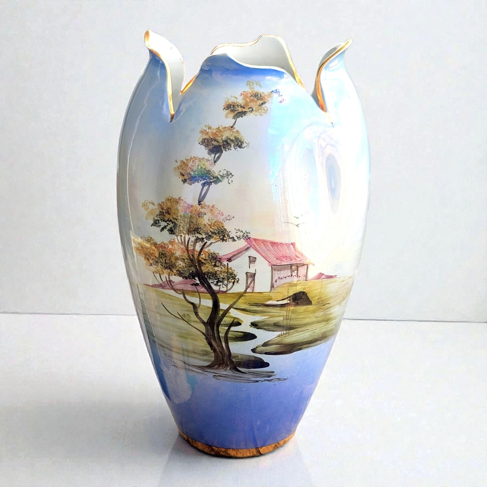 Italian Hand Painted Ceramic Large Vase 12x8\