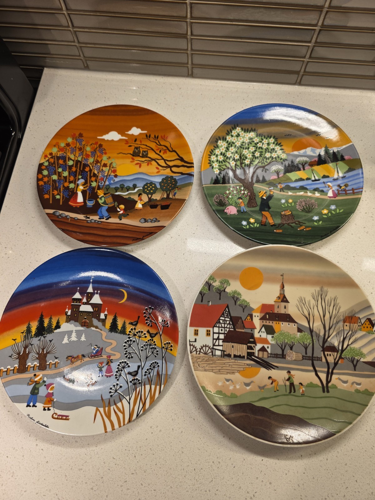 Vintage Barbara Fürstenhöfer Reutter Porzellan 4 Season Plates Vintage Barbara Fürstenhöfer Reutter Porzellan 4 Season Plates