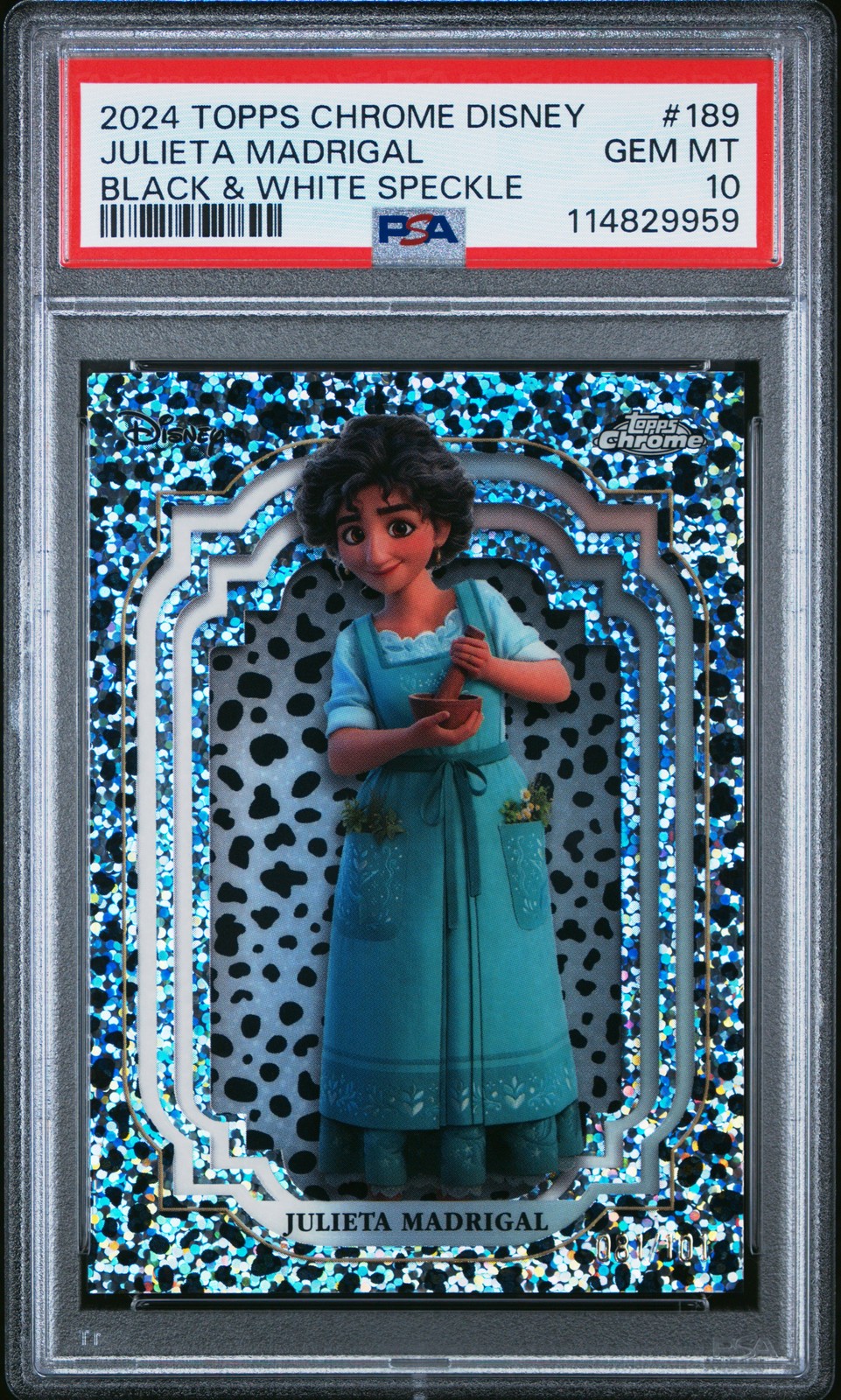 Julieta Madrigal 2024 Topps Chrome Disney Black White Speckle /101 PSA 10 GEM