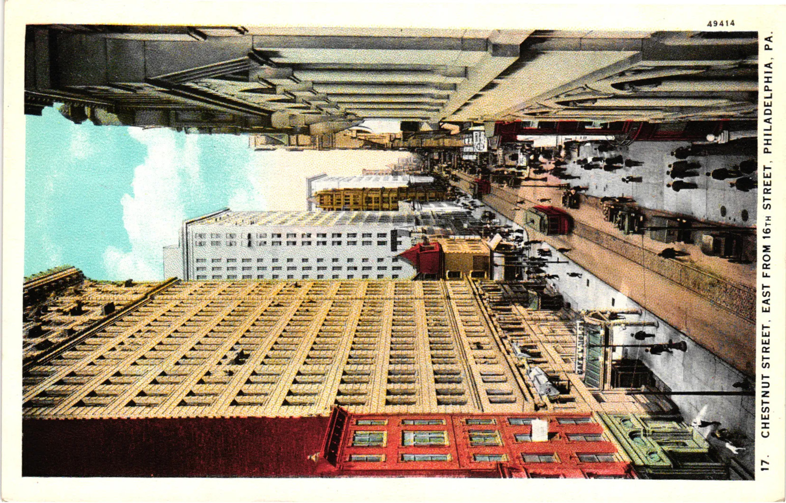 Vintage Postcard- CHESTNUT STREET, EAST FROM 16TH STREET, PHILADELPHIA, PA