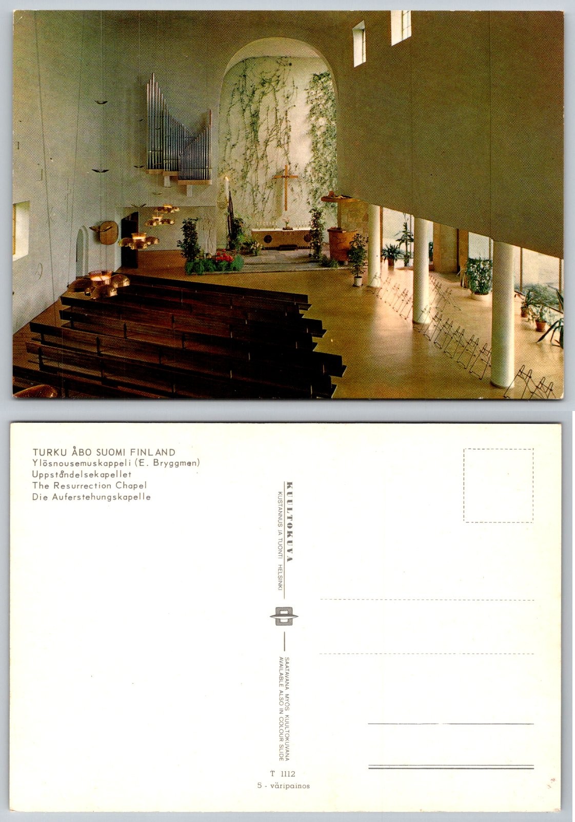 Continental Turku Finland The Resurrection Chapel Interior View Postcard