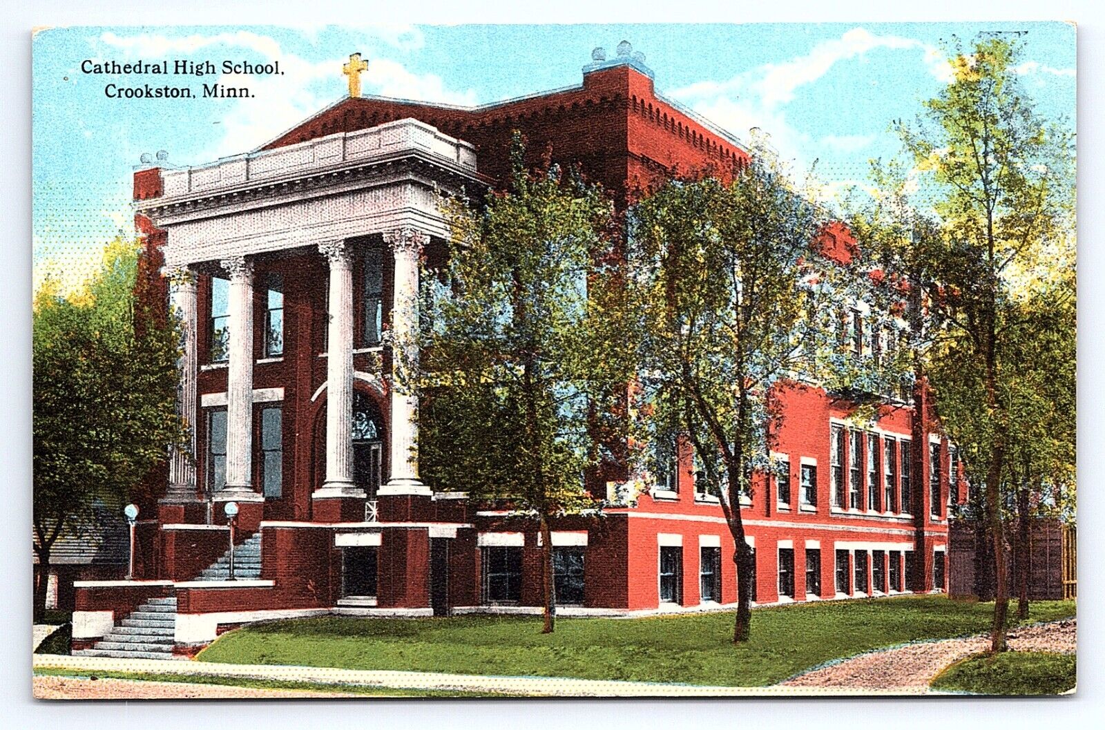 Postcard Cathedral High School Crookston Minnesota MN