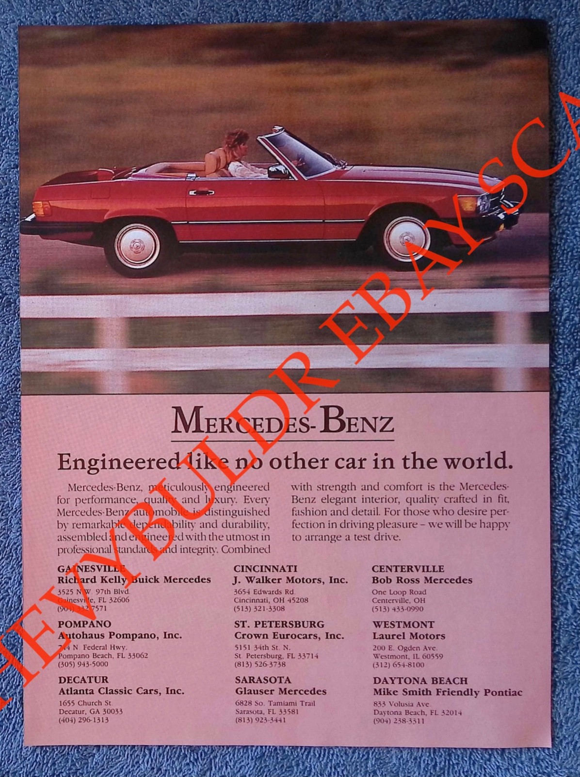 1986 Mercedes-Benz 560SL Vintage Ad 