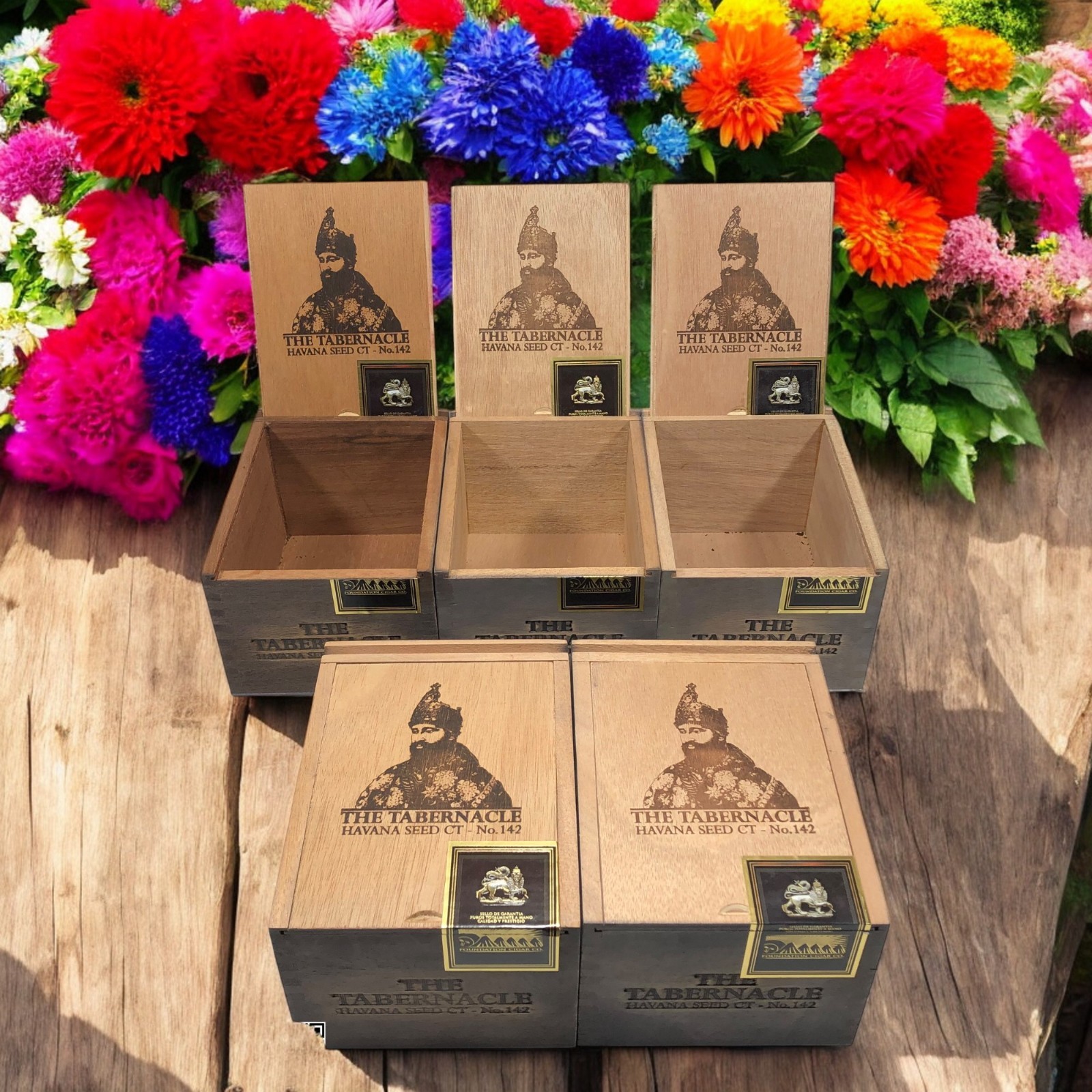 Lot of 5 Tabernacle Hav Toro Empty Wooden Cigar Boxes 5.5x7x4.25 #144