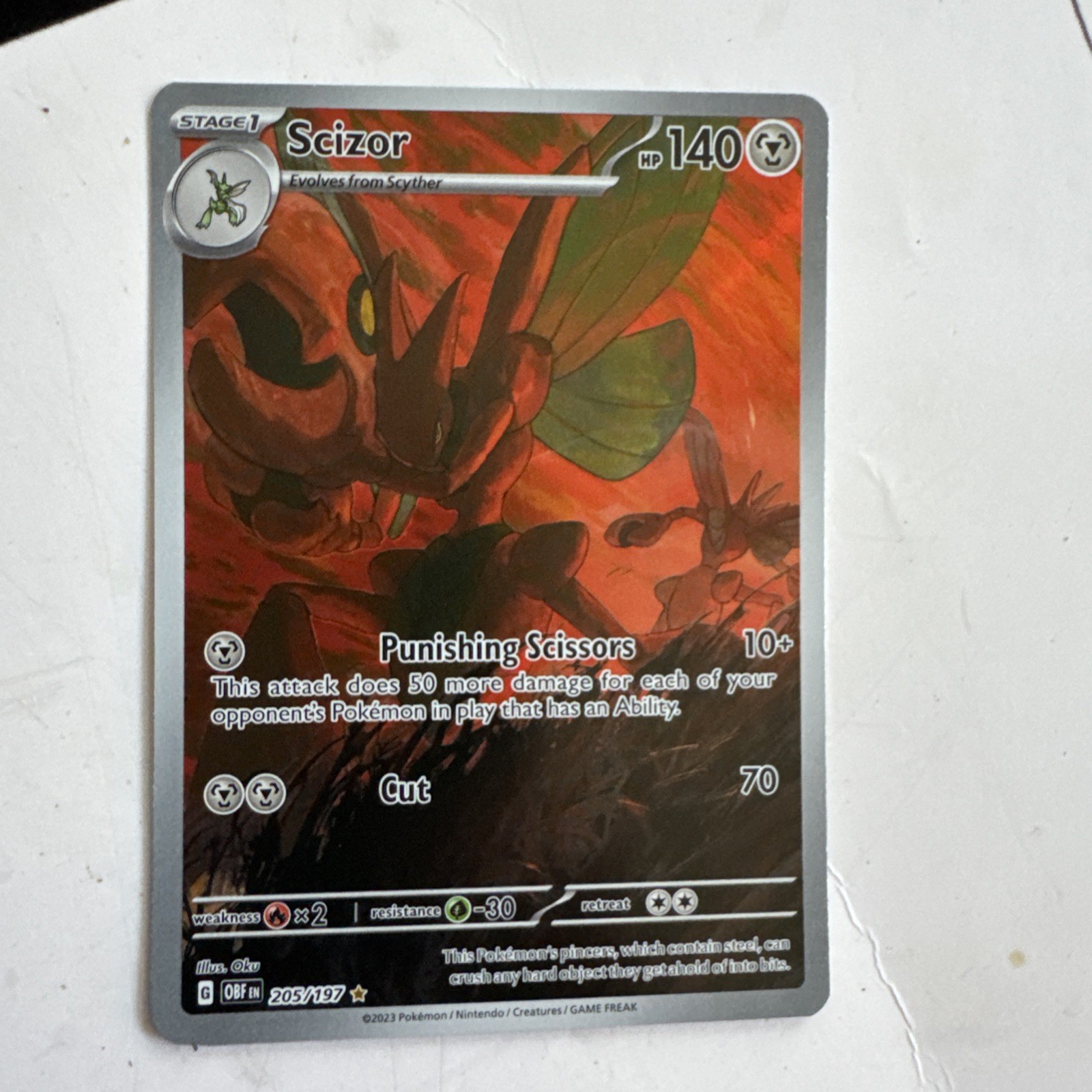 Pokémon TCG Scizor 205/197 Obsidian Flames Illustration Rare Pokémon TCG Scizor 205/197 Obsidian Flames Illustration Rare